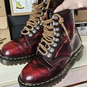 Dr. Martens Burgundy and Black Leather Boots